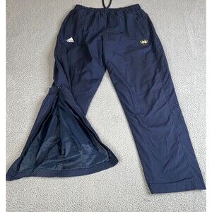 Adidas Notre Dame Track Pant Mens L Ankle Zip Fighting Irish Sweat Lined Patch